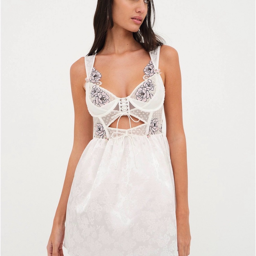 For Love And Lemons White Lace Chemise